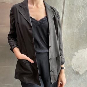 Celine Womens Wool & Silk Gray Sports Blazer